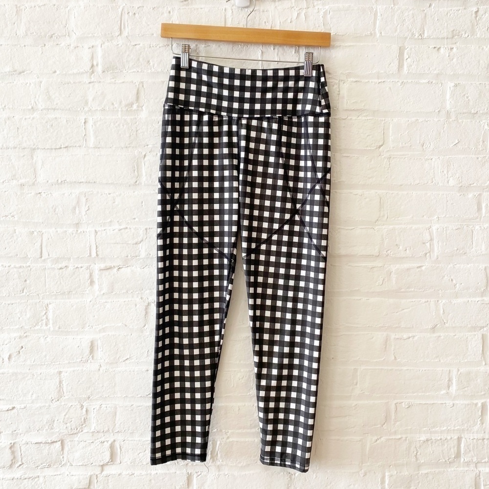 Albion Fit || Gingham Cropped Leggings Black Small